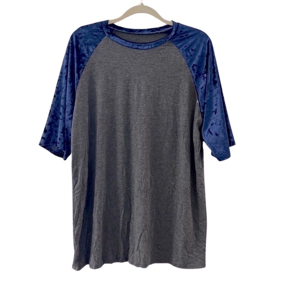 Women’s Blue & Grey Velvet Tee Shirt Dress Pajamas - Picture 2 of 5